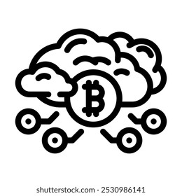 cloud cryptocurrency mining line icon vector. cloud cryptocurrency mining sign. isolated contour symbol black illustration