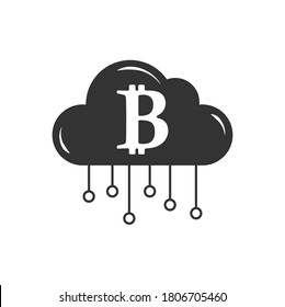 
Cloud with a cryptocurrency symbol. Stylized vector illustration isolated on a white background
