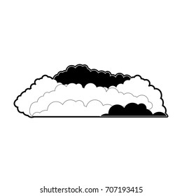 cloud cumulus black silhouette and thick contour vector illustration
