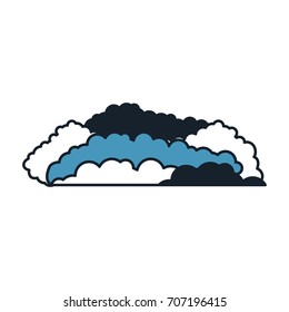 cloud cumulus in color blue sections silhouette vector illustration