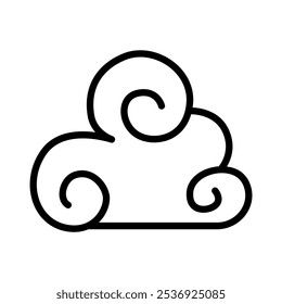 Cloud curl, fantasy cloud, oriental cloud, chinese cloud icon in thin line style vector illustration graphic design