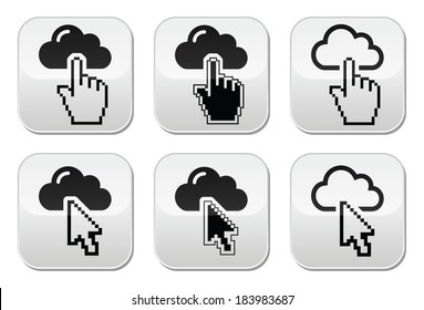 Cloud with cursor hand and arrow buttons set