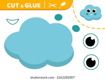 Wolke. Schneiden und Kleben.  Cute Cloud. Applique. Papiererziehungsspiel. Flat, Cartoon. Einzige Vektorgrafik eps10