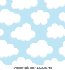 Cloud Cute Seamless Pattern Background with sky, Vector illustration