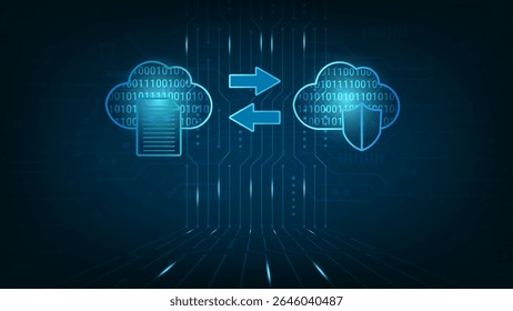 A cloud cybersecurity data protection digital secure technology binary futuristic blue network, This content was created using vector drawing tools and software, not generated by AI