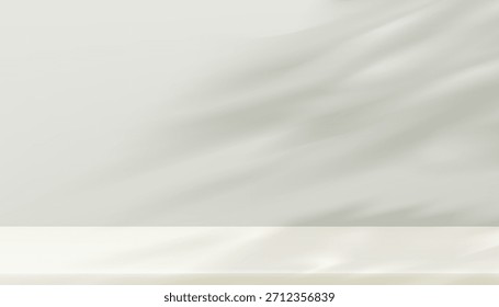 Tono de bailarín de la nube 2026, pared de estudio blanco de fondo con sombra, luz para la exhibición del producto, sala de cocina gris claro y piso vacío 3d, maqueta de podio de fondo interior mínimo