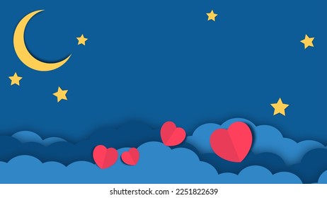 Cloud and dark blue night sky  background. Vector texture design poster banner abstract night sky wallpaper background.
