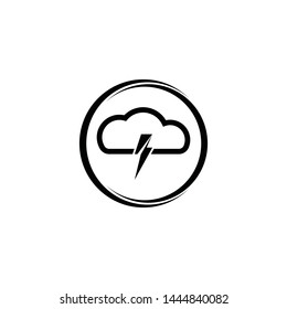Cloud and dark lightning for graphic and web design. Vector sketch icon for infographic