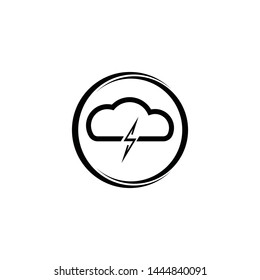 Cloud and dark lightning for graphic and web design. Vector sketch icon for infographic