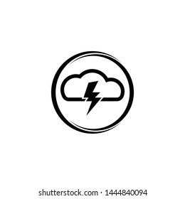 Cloud and dark lightning for graphic and web design. Vector sketch icon for infographic