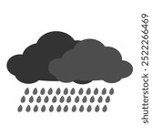 cloud with a dark rain cartoon style. cloud icon. dark cloud and dark rain element vector illustration. bad weather