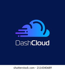 Cloud dash fast idea icon line outline logo design Premium