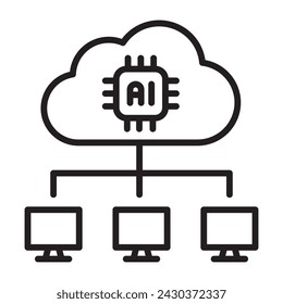 Cloud data ai with computer icon. vector illustration.