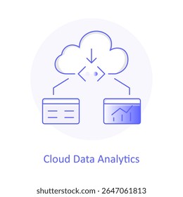 Cloud Data Analytics Icon, Cloud Dashboard, Data Visualization, Online Data Chart, Big Data Analysis