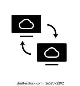 Cloud data black icon, concept illustration, vector flat symbol, glyph sign.