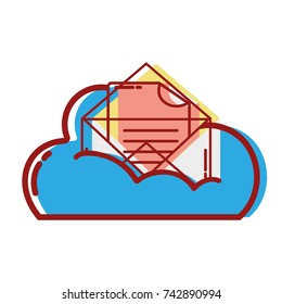 cloud data and card with document information