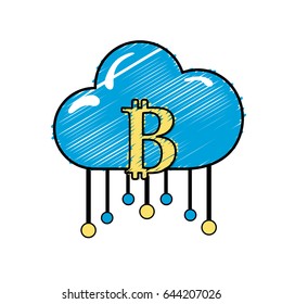 cloud data center with bicoin symbol