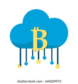 cloud data center with bicoin symbol