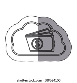 cloud data center with bills icon vector illustration design image