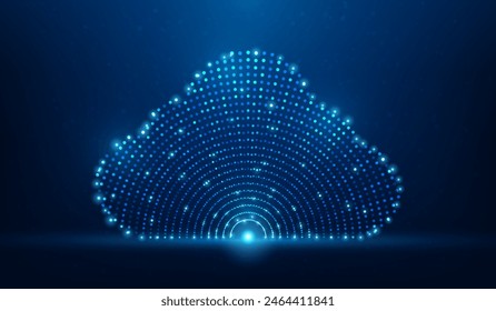 cloud data center digital technology dot on blue background. database computing online storage. vector illustration fantastic hi-tech design.