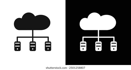 Cloud Data Center icon Symbol mark in filled style