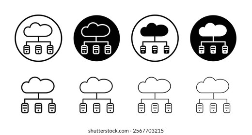 Cloud Data Center icon Symbol mark in filled style