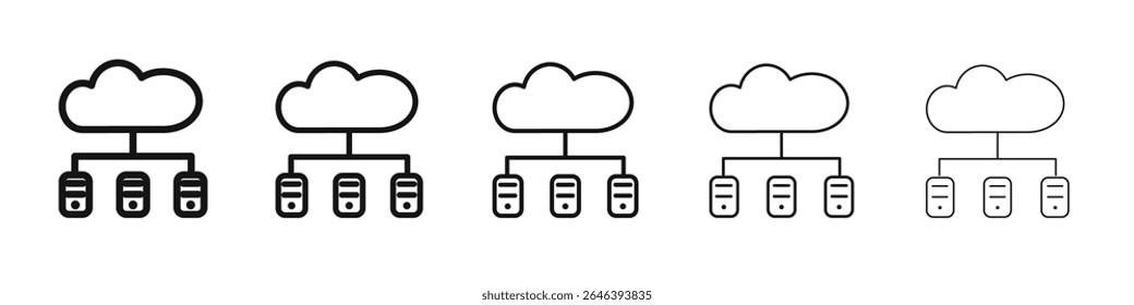 Cloud Data Center icon vector outline set illustration sign
