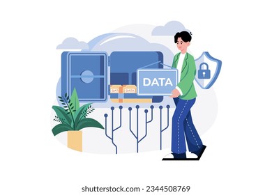 Cloud Data Center Illustration concept. A flat illustration isolated on white background