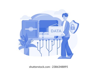 Cloud Data Center Illustration concept on white background