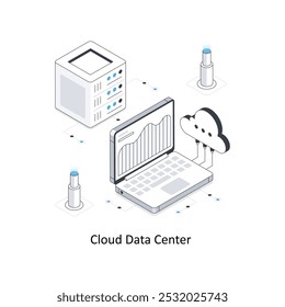 Ilustración de stock isométrica del centro de datos de la nube. EPS Archivo ilustración de stock