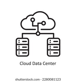 Cloud Data Center Vector Outline Icon Design illustration. Data Symbol on White background EPS 10 File