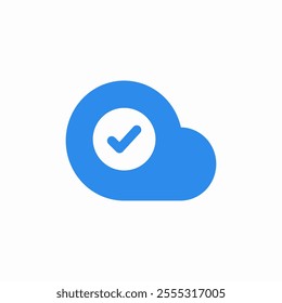 cloud data check mark icon sign vector