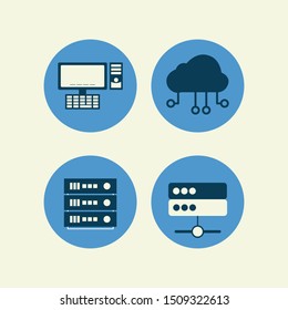 Cloud Data Computing Icons with yellow background