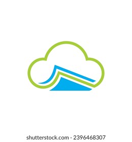 cloud data document paper vector logo