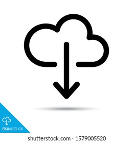 Cloud data download line icon. Virtual server technology vector symbol. User interface pictogram for web and apps.