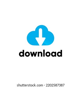 diseño de logotipo de descarga de datos en la nube