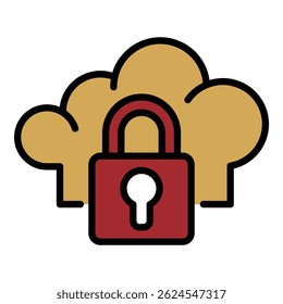 Cloud data firewall icon. Outline cloud data firewall vector icon color flat isolated