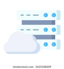 Ícone de cor simples dos dados na nuvem. Design de ícone de vetor simples em estilo de cor plana. Formato de vetor editável
