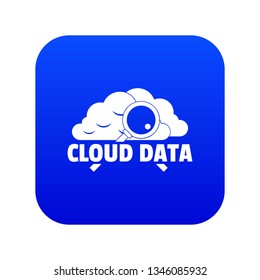 Cloud data icon blue vector isolated on white background