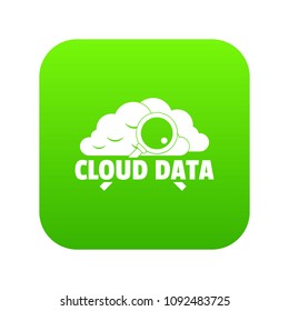 Cloud data icon green vector isolated on white background