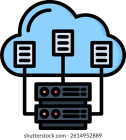 Cloud Data Icon Lineal Color Vector Illustration