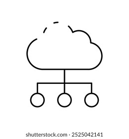 cloud data icon. Outline style design isolated on white background