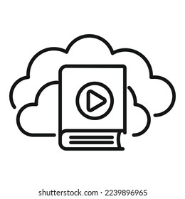 Cloud data icon outline vector. Online course. Home video