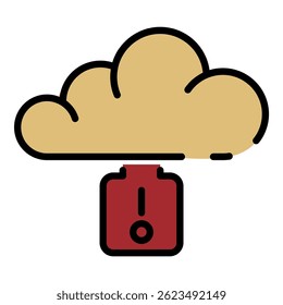 Cloud data key icon. Outline cloud data key vector icon color flat isolated