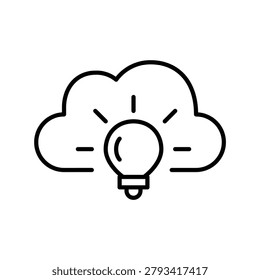 Cloud data and light bulb. Smart file storage solutions. Pixel perfect, editable stroke vector icon