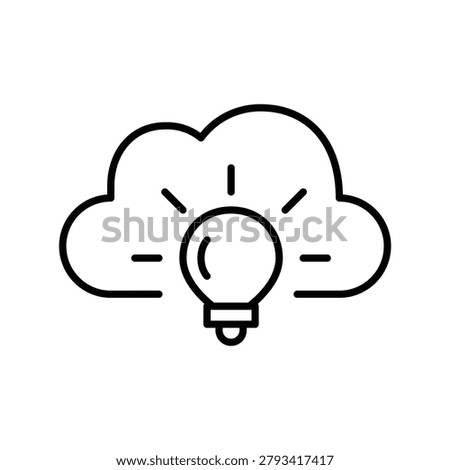 Cloud data and light bulb. Smart file storage solutions. Pixel perfect, editable stroke vector icon