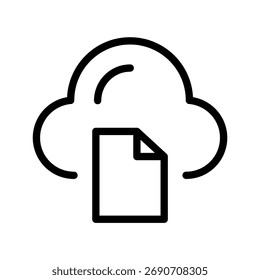 Ícone de linha de dados em nuvem Símbolo de armazenamento e computação em nuvem mínimo para dados on-line, backup e conceitos de tecnologia