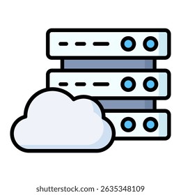 Cloud data lineal color icon. Simple vector icon design in lineal color style. Editable vector format