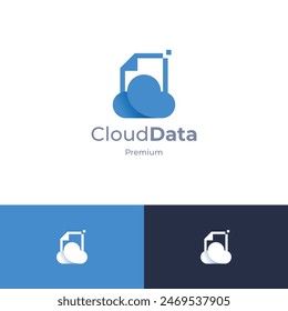 cloud data logo concept, cloud paper logo, document cloud logo design illustration