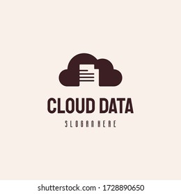 Cloud Data logo hipster retro vintage vector template